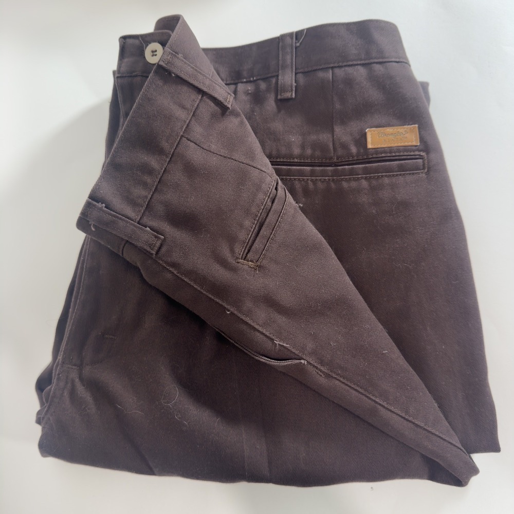 Wrangler Riata Mens 36x30 Brown Pleated Casual Dress Pants 95DB Cotton Western